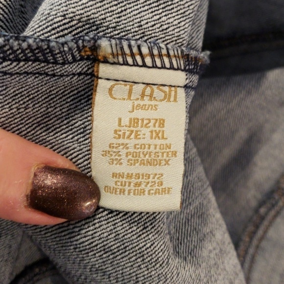 CLASH Jeans Embroidered Jean Jacket Dark Wash - Picture 6 of 6